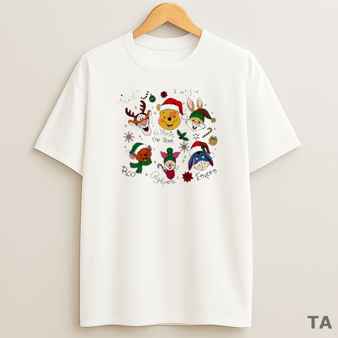 Top Winnie The Pooh And Christmas Too Beautiful Cartoon Sweatshirt Tee