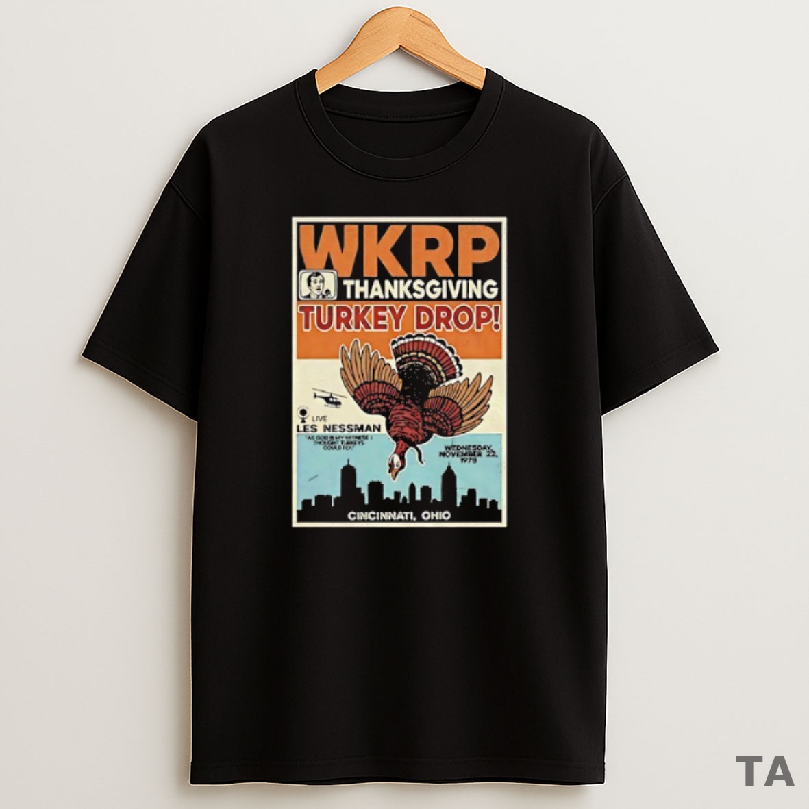 Top Wkrp In Cincinnati Ohio Turkey Drop Thanksgiving Day Vintage Sweatshirt Tee