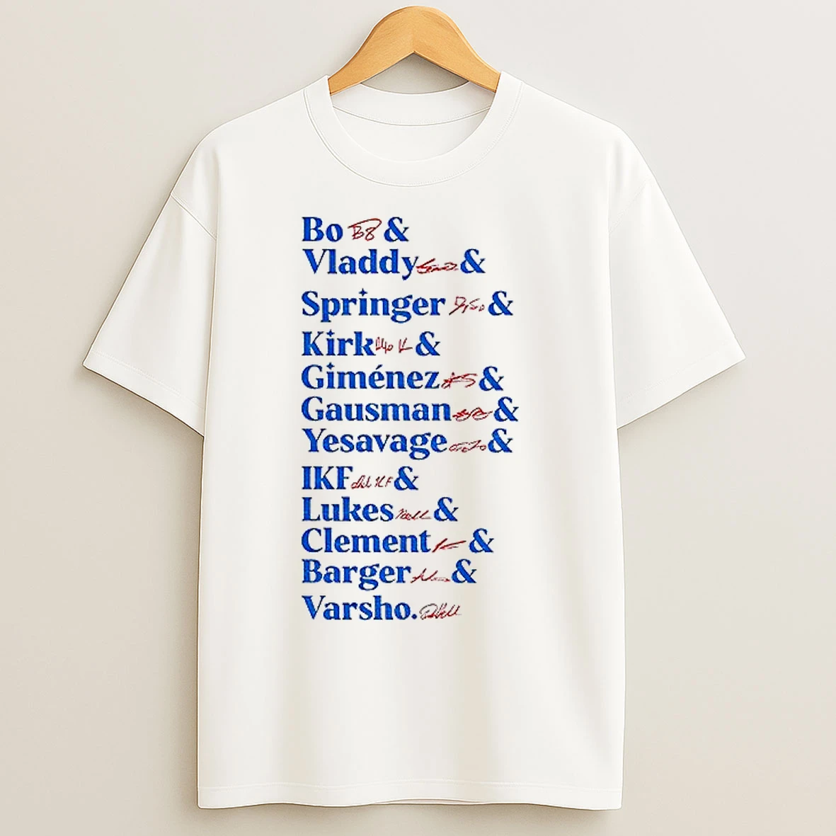 Toronto Blue Jays All Team Bo Vladdy Springer Kirk Gimenez Gausman Yesavage Mlb Baseball World Series T Shirts