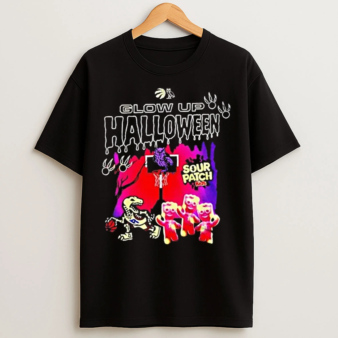 Toronto Raptors Glow Up Halloween Sour Patch Kids 2 Sided T Shirts