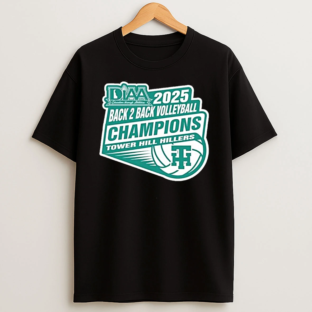 Tower Hill Hillers Back 2 Back Diaa Volleyball Champions Shirts