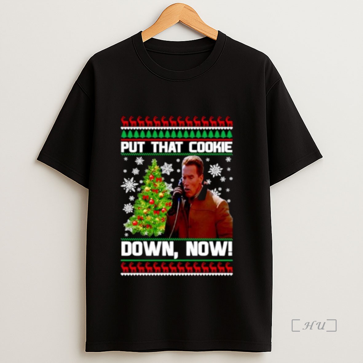 Trending Arnold Schwarzenegger Put That Cookie Down Now Ugly Christmas Ornaments Premium Shirt Sweatshirt Tee