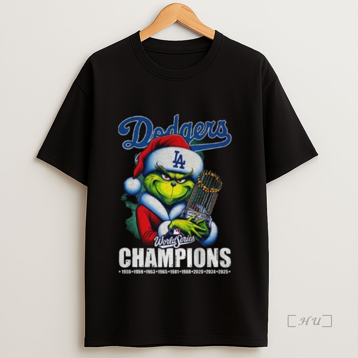 Trending Grinch Santa Los Angeles Dodgers World Series Champions Trophy Premium Shirt Sweatshirt Tee