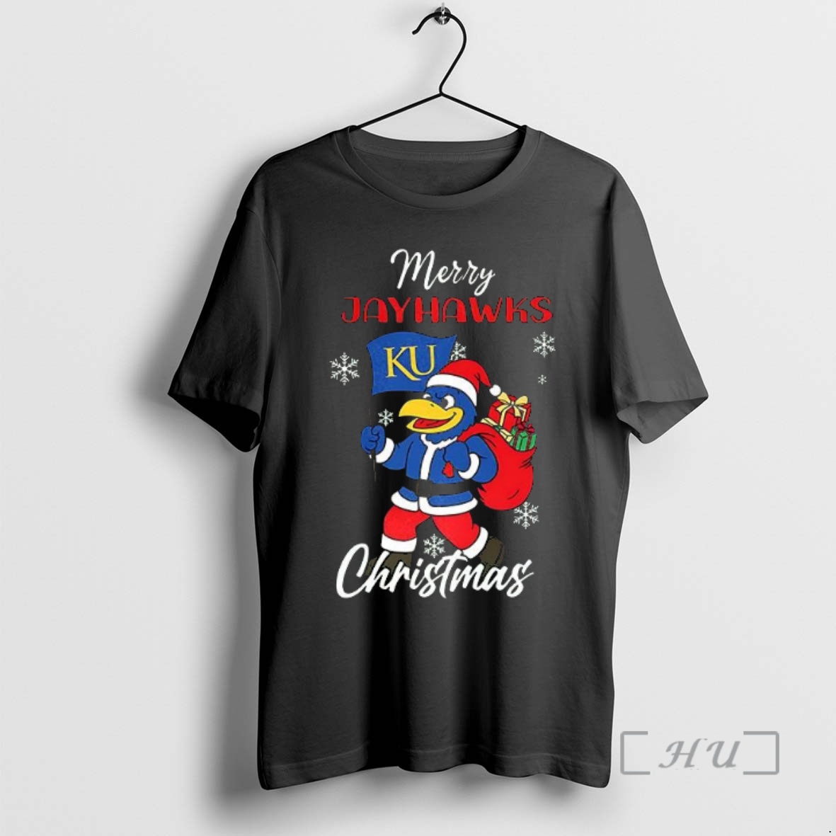 Trending Merry Kansas Jayhawks Ncaa Mascot Christmas Premium T Shirts Sweater Hoodie 1