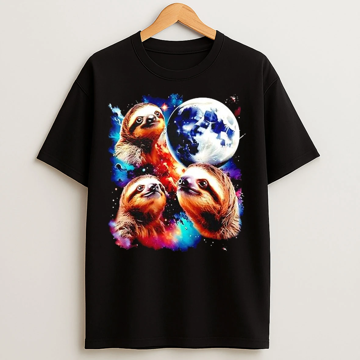 Triple Moon Sloths Graphic T Shirts