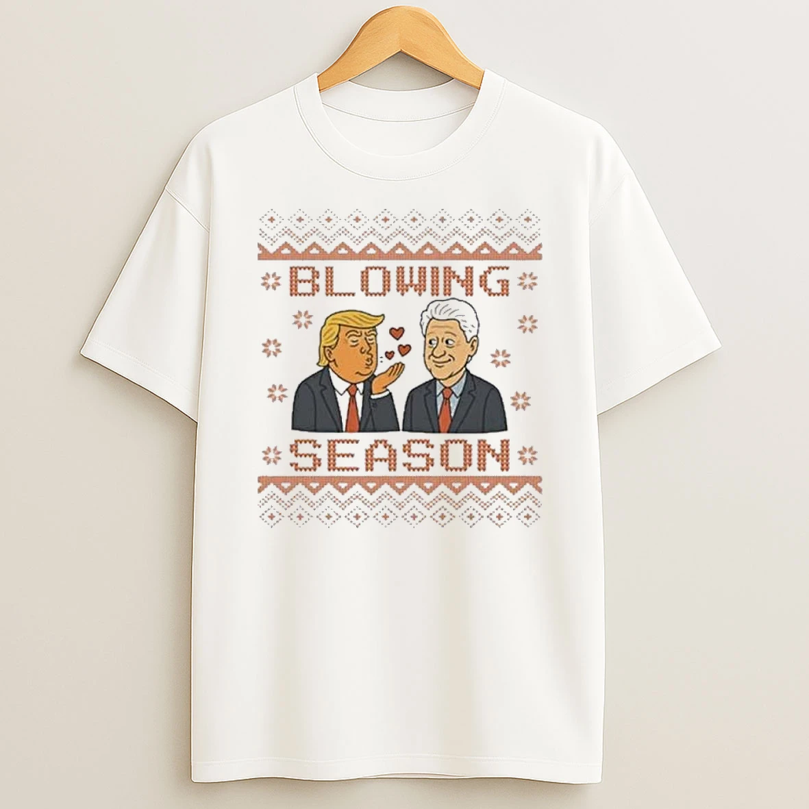 Trump And Bill Clinton Blowing Season Christmas Ugly Shirts