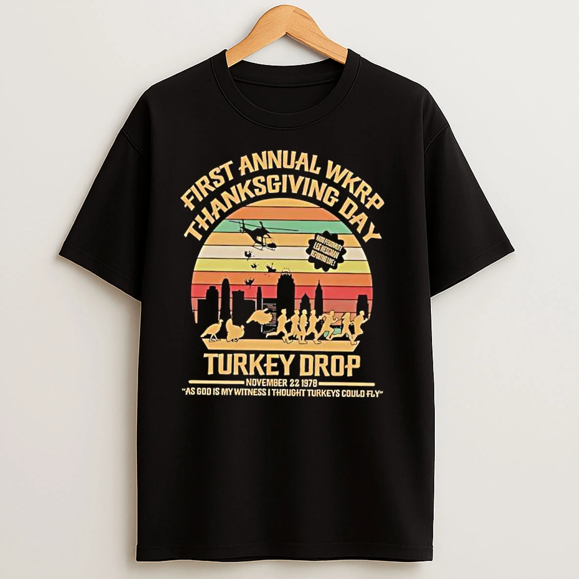 Turkeys Away Drop Sitcom Wkrp In Cincinnati Thanksgiving Day Vintage Graphic T Shirts