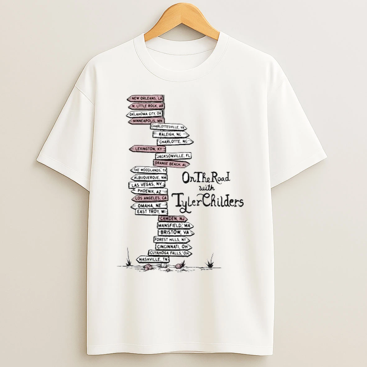 Tyler Childers On The Road Tour 2025 Circle White T Shirts
