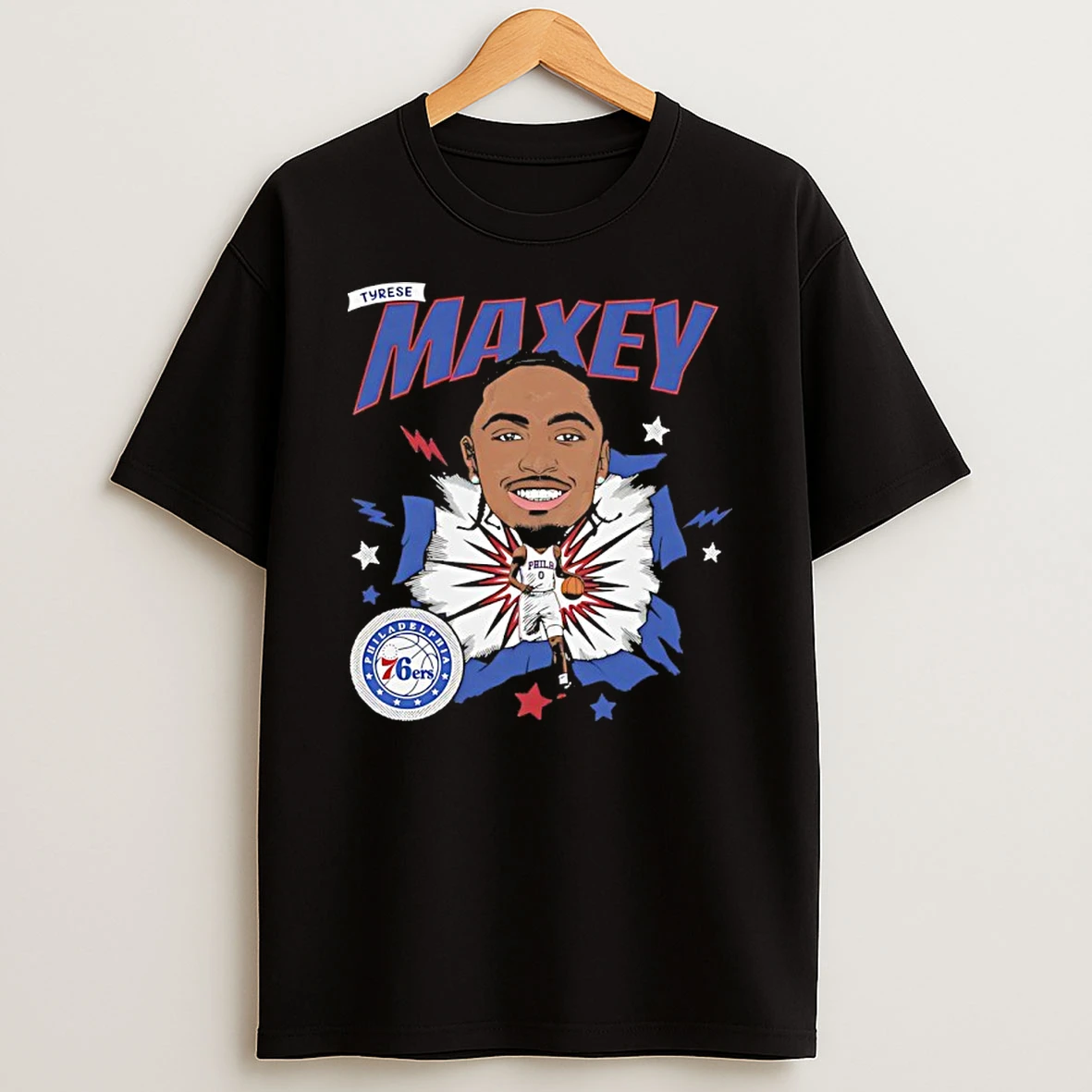 Tyrese Maxey Philadelphia 76ers Basketball Player Caricature Shirts