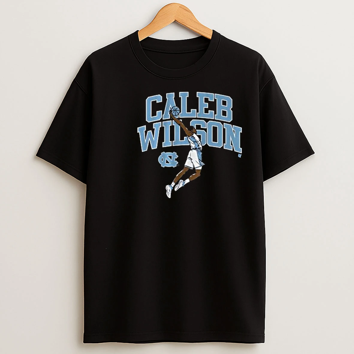 Unc Basketball Caleb Wilson Name Pose Circle Black T Shirts