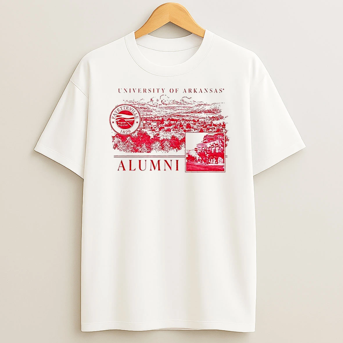 University Of Arkansas Alumni Fayetteville Regnat Populus Campus Collage Shirts