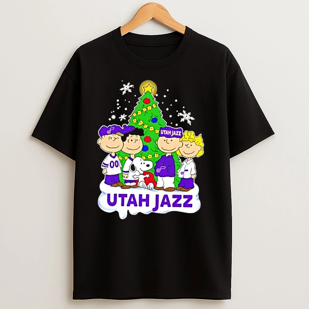 Utah Jazz X Peanuts Snoopy And Friends Christmas Tree T Shirts
