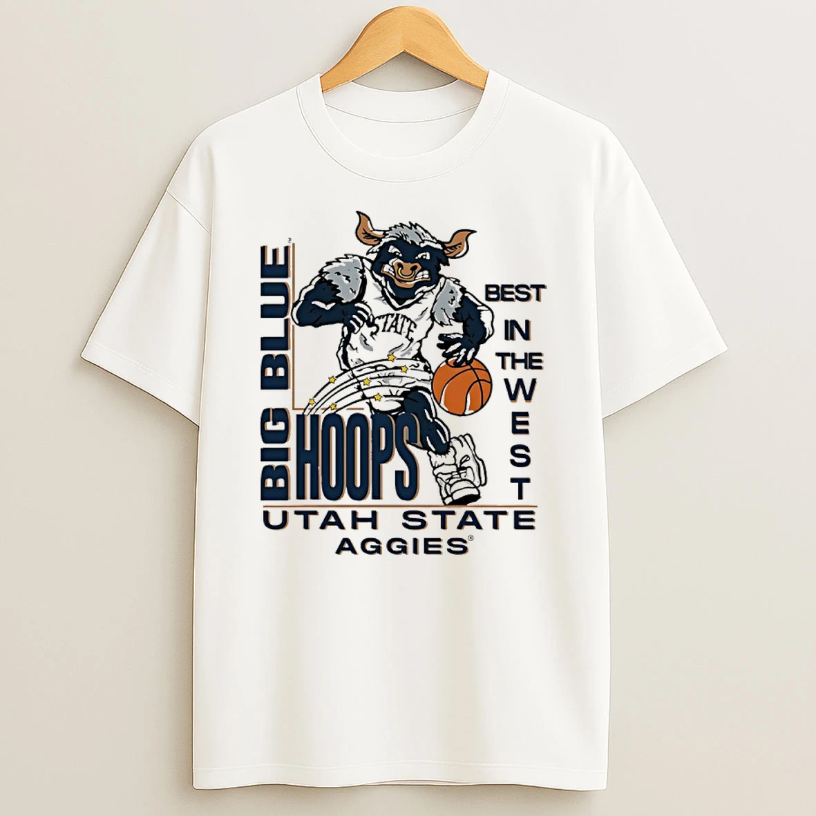 Utah State Aggies Big Blue Hoops Best In The West Big Blue Mascot Shirts