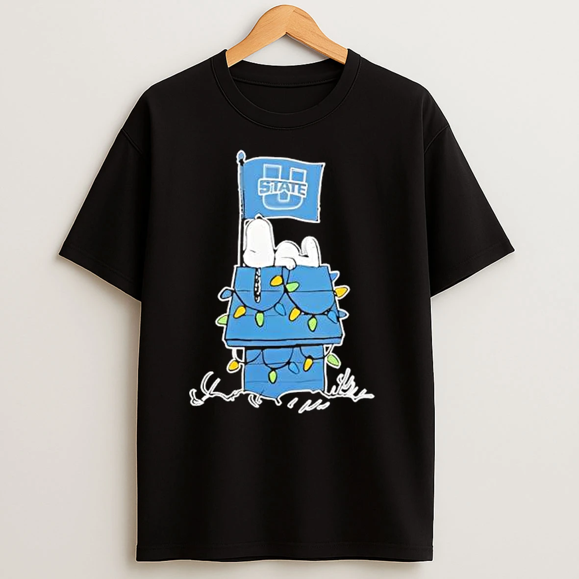 Utah State Aggies Snoopy House Holiday Lights T Shirts