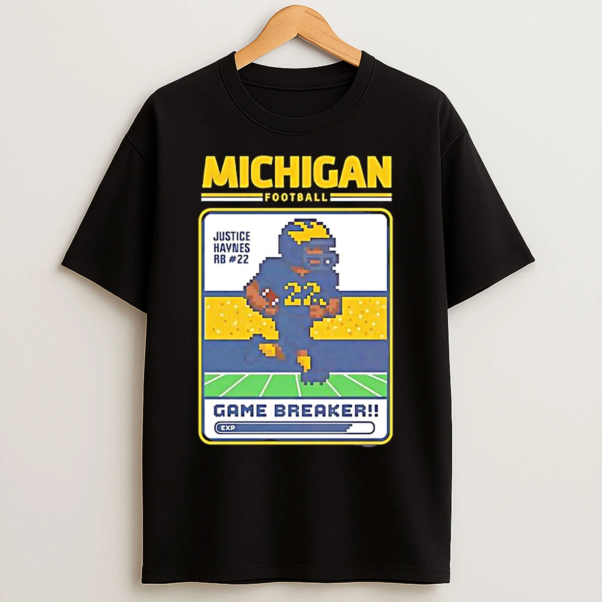 Valiant University Of Michigan Football Justice Haynes Game Breaker 8 Bit Character Graphic T Shirts