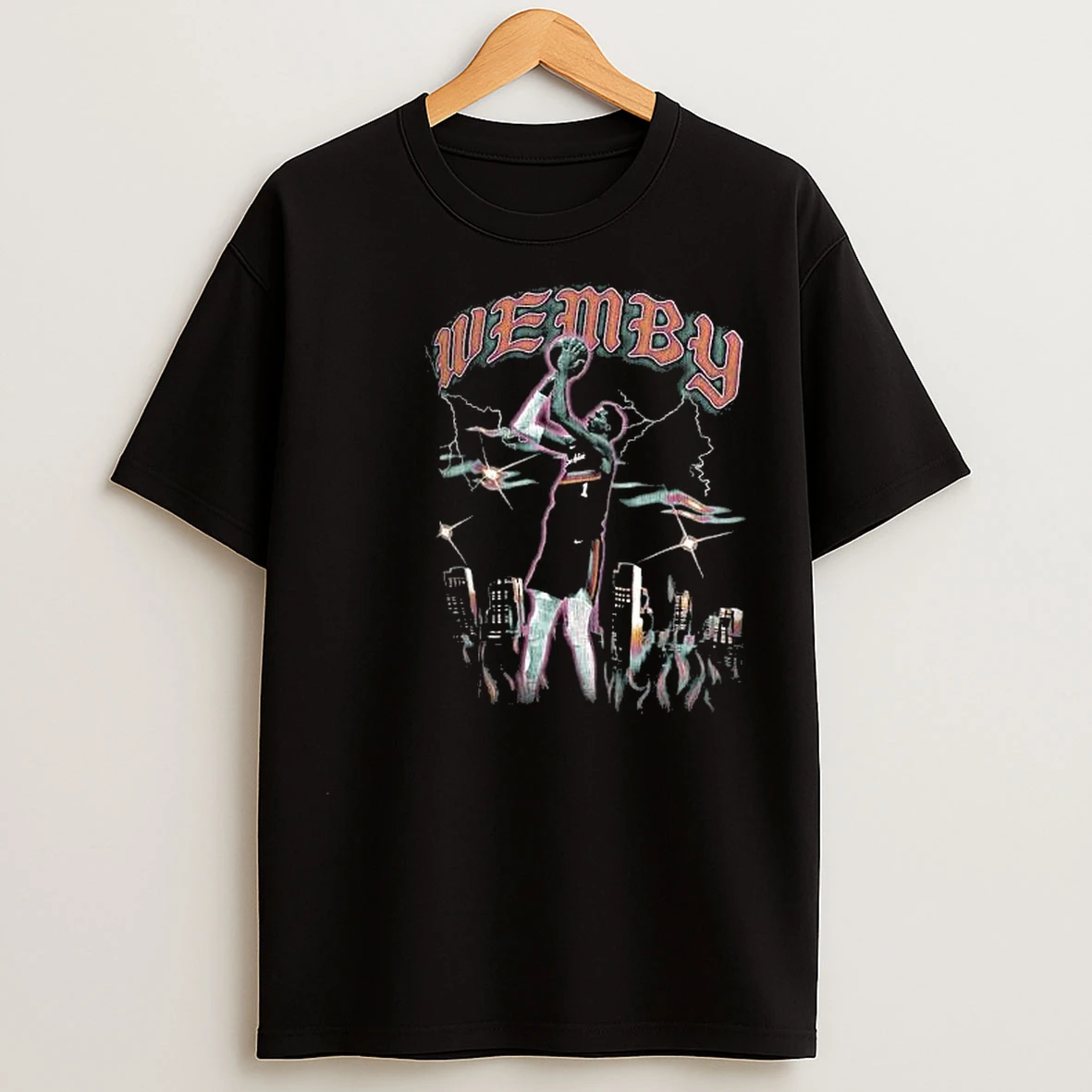 Victor Wembanyama San Antonio Spurs 2025 2026 City Edition Player Graphic Circle Black T Shirts