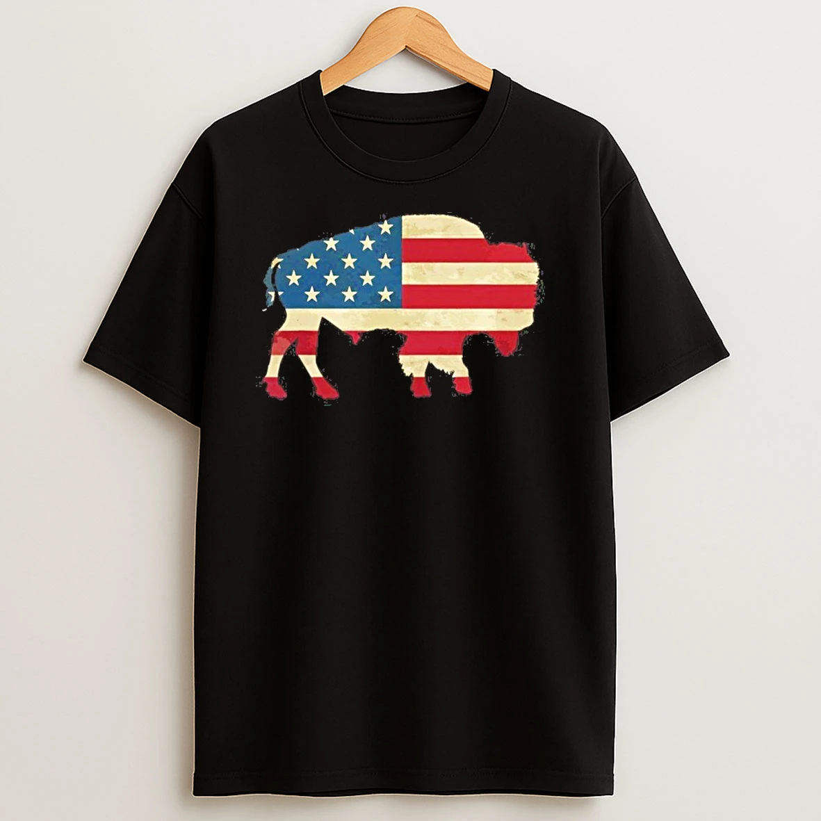 Vintage Buffalo American Flag Bison Patriotic T Shirts