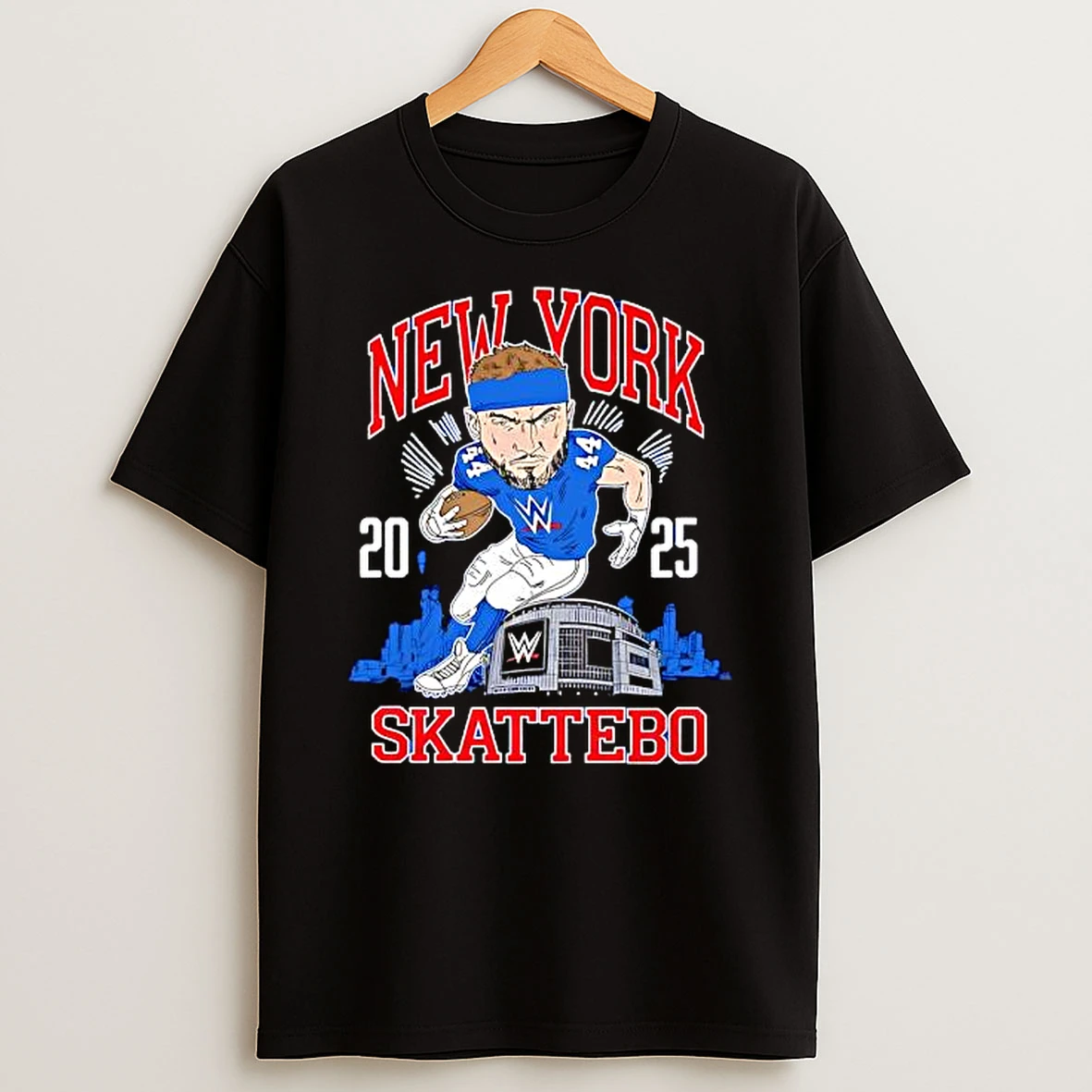 Wwe X New York Giants Skattebo 2025 Cartoon Shirts