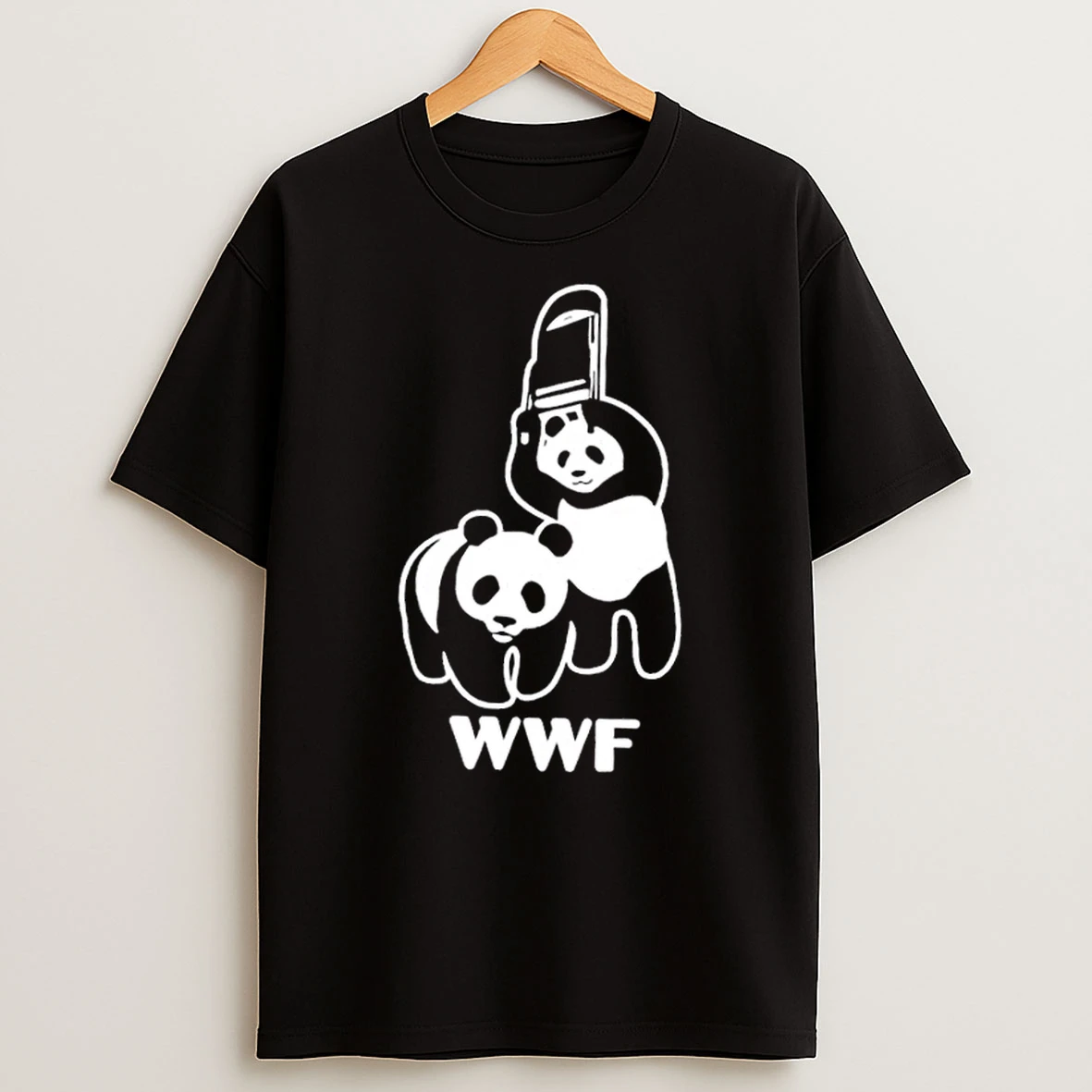 Wwf Panda Chainsaw Dark Humor Parody Shirts