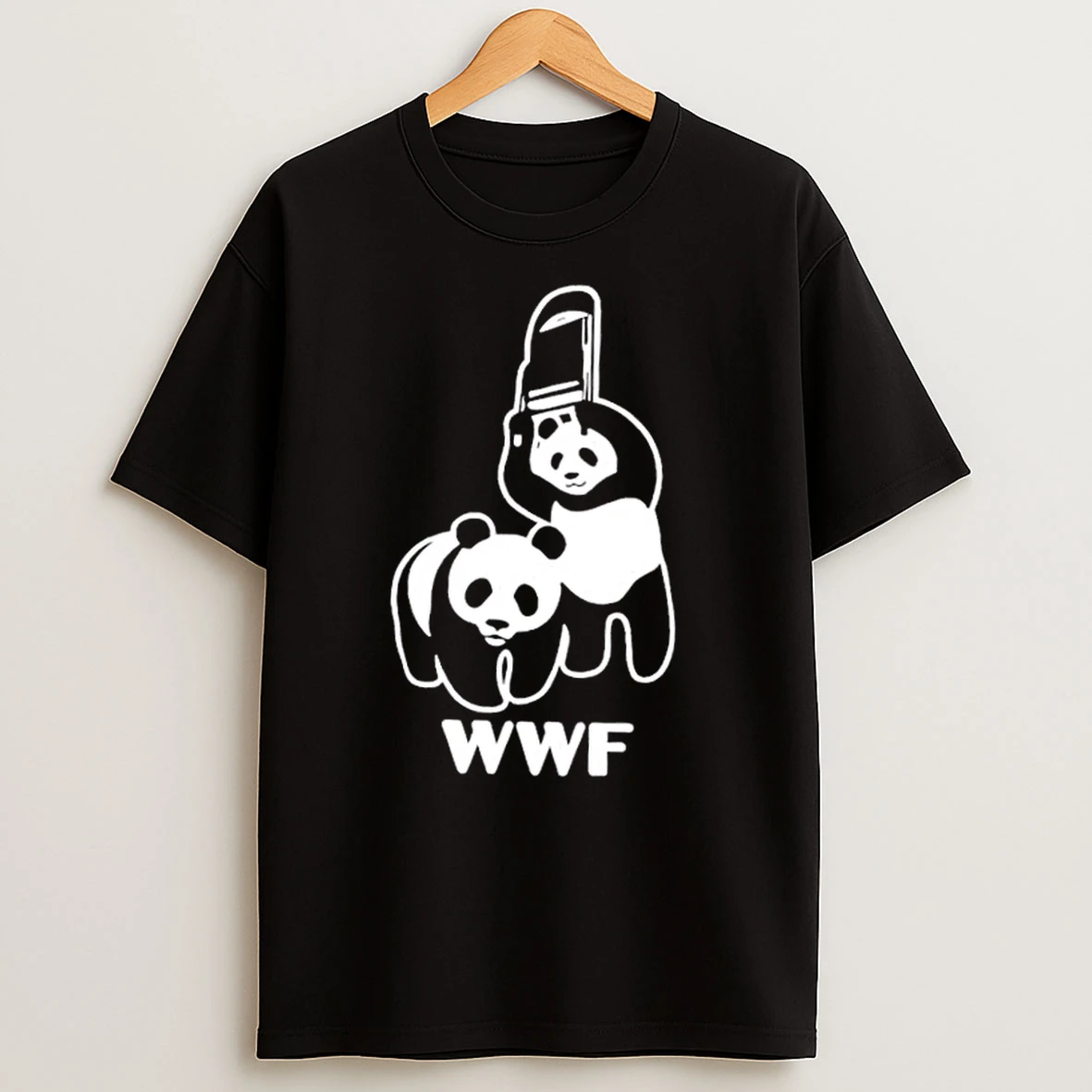Wwf Panda Chainsaw Dark Humor Parody T Shirts