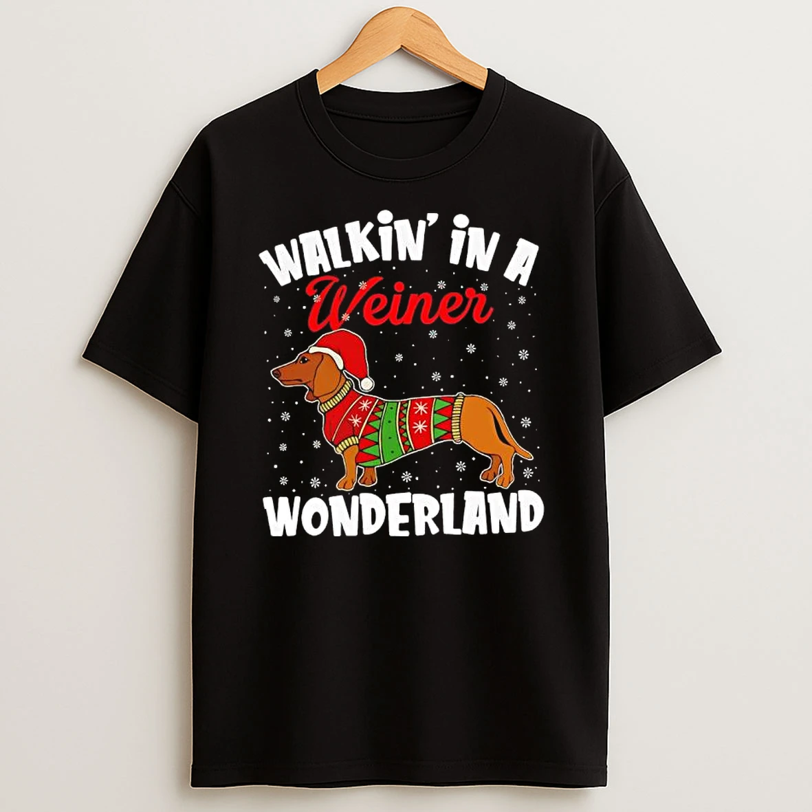 Walkin In A Wiener Wonderland Christmas Black Shirts