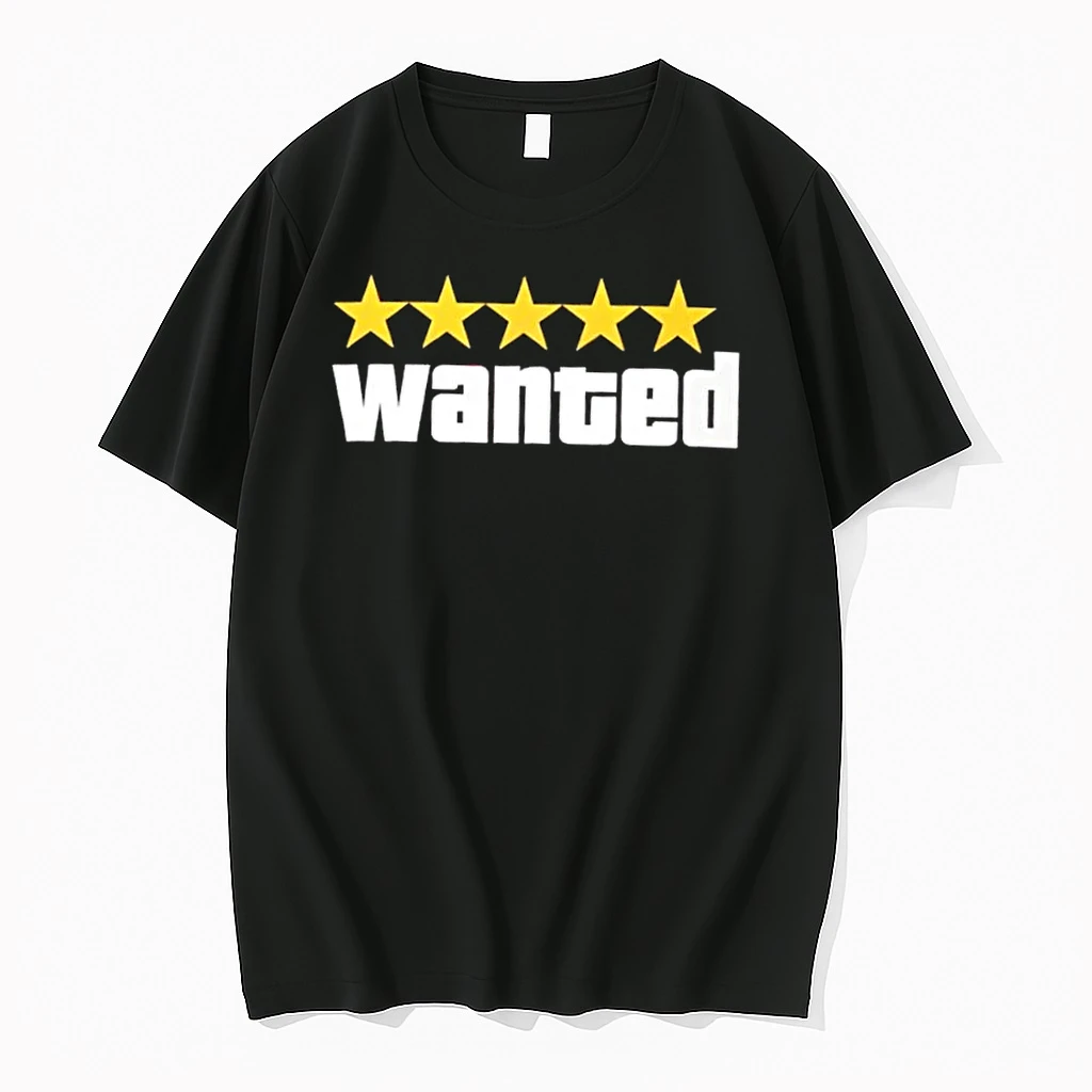 Wanted 5 Stars Gta Game Parody Shirts