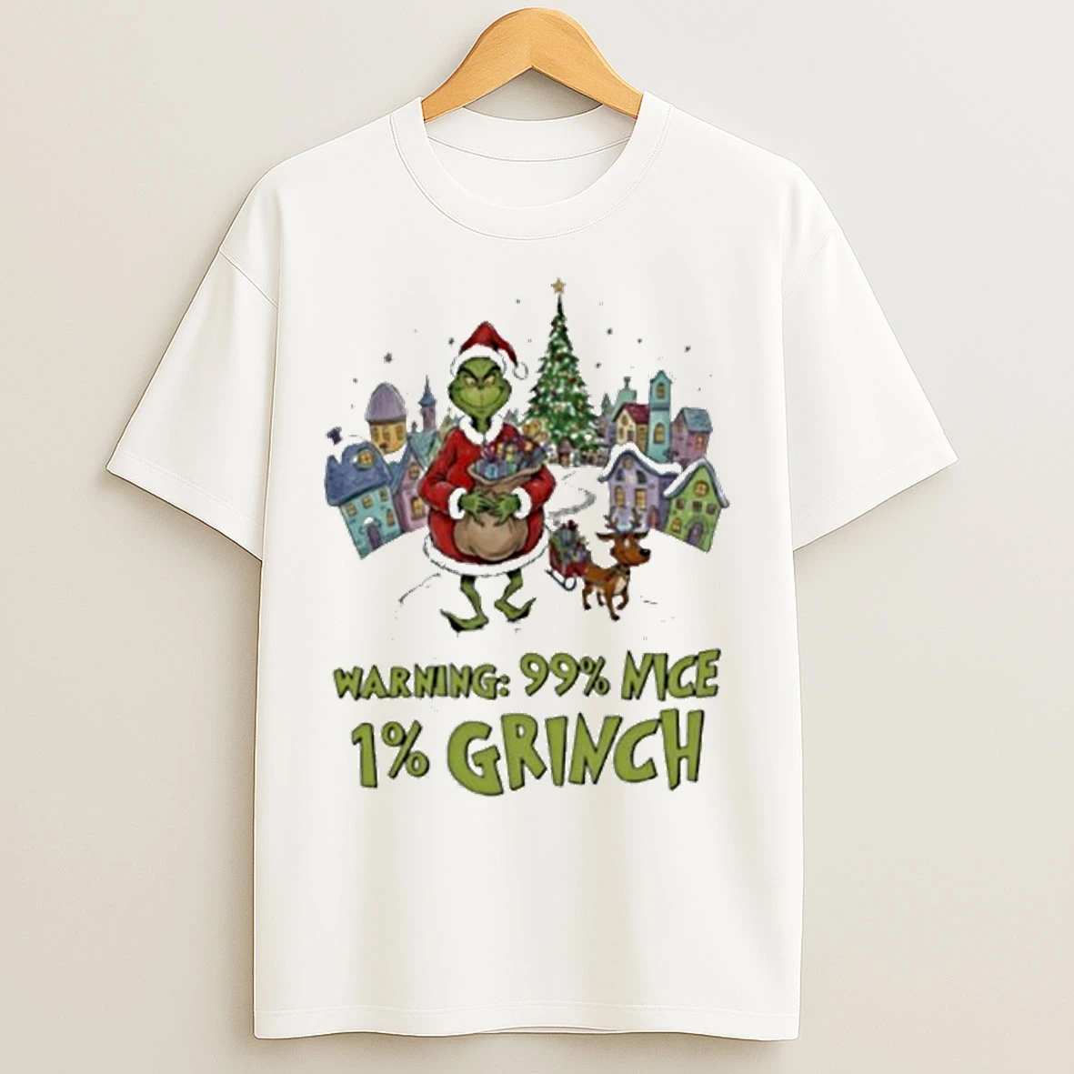 Warning 99 Percent Nice 1 Percent Grinch Christmas T Shirts