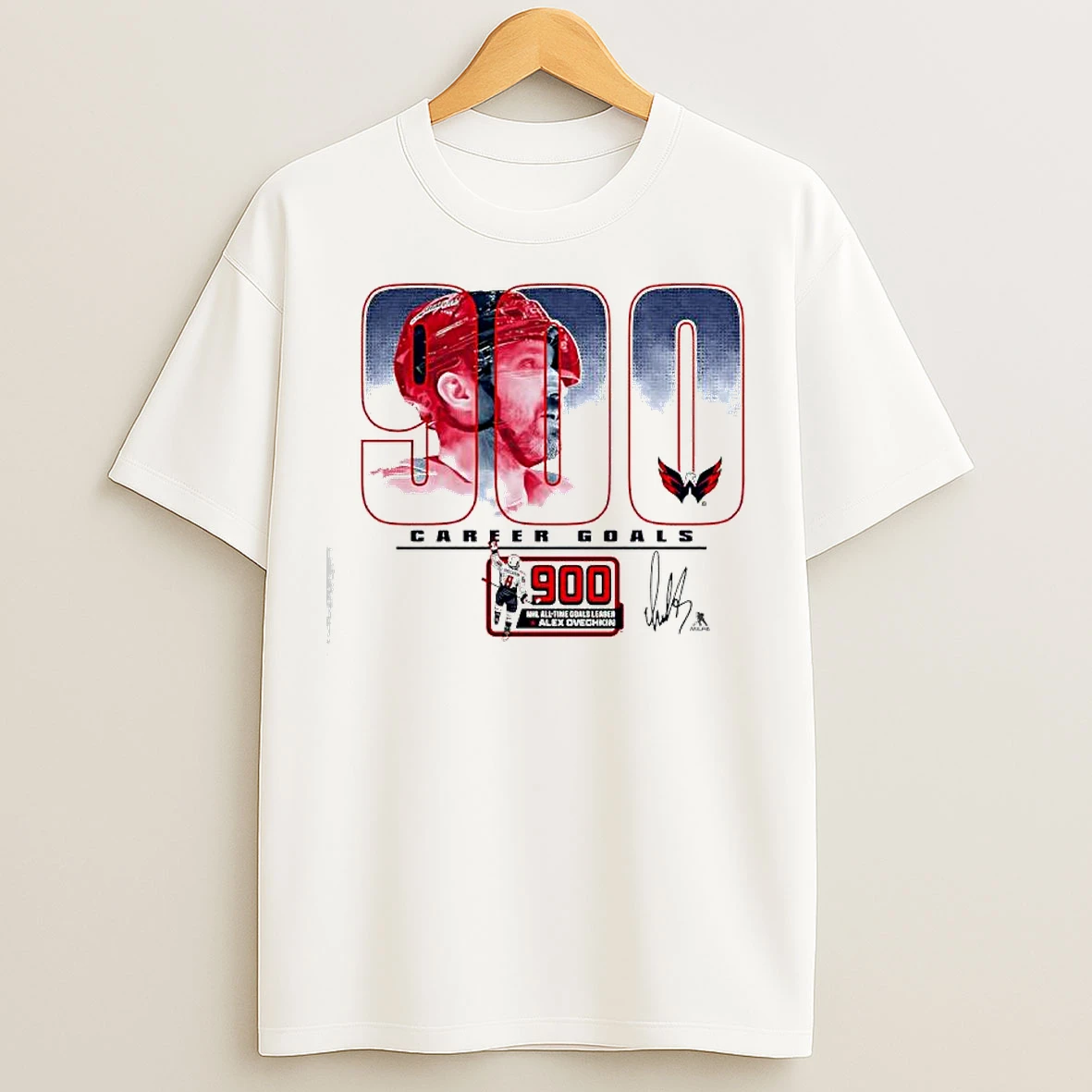 Washington Capitals Alexander Ovechkin Red 900th Career Goal Signature T Shirts