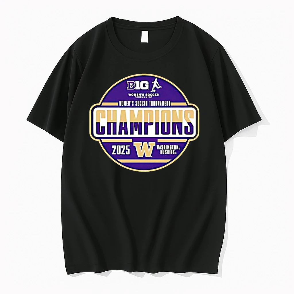Washington Huskies 2025 Big Ten Womens Soccer Tournament Champions Graphic Shirts