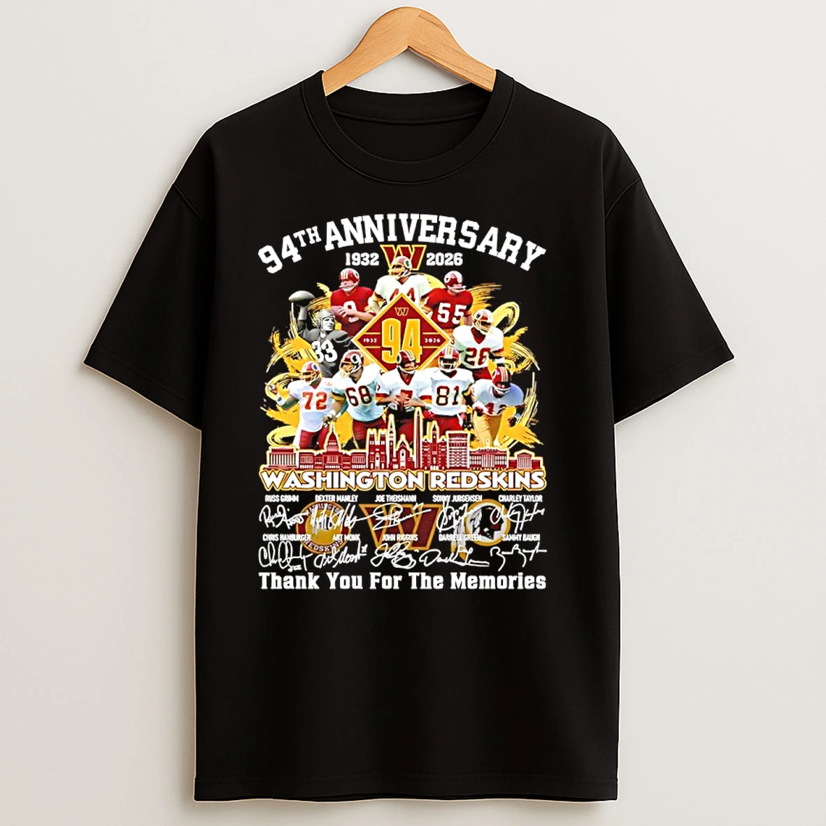 Washington Redskins 1932 2025 94th Anniversary Thank You For The Memories Signatures T Shirts
