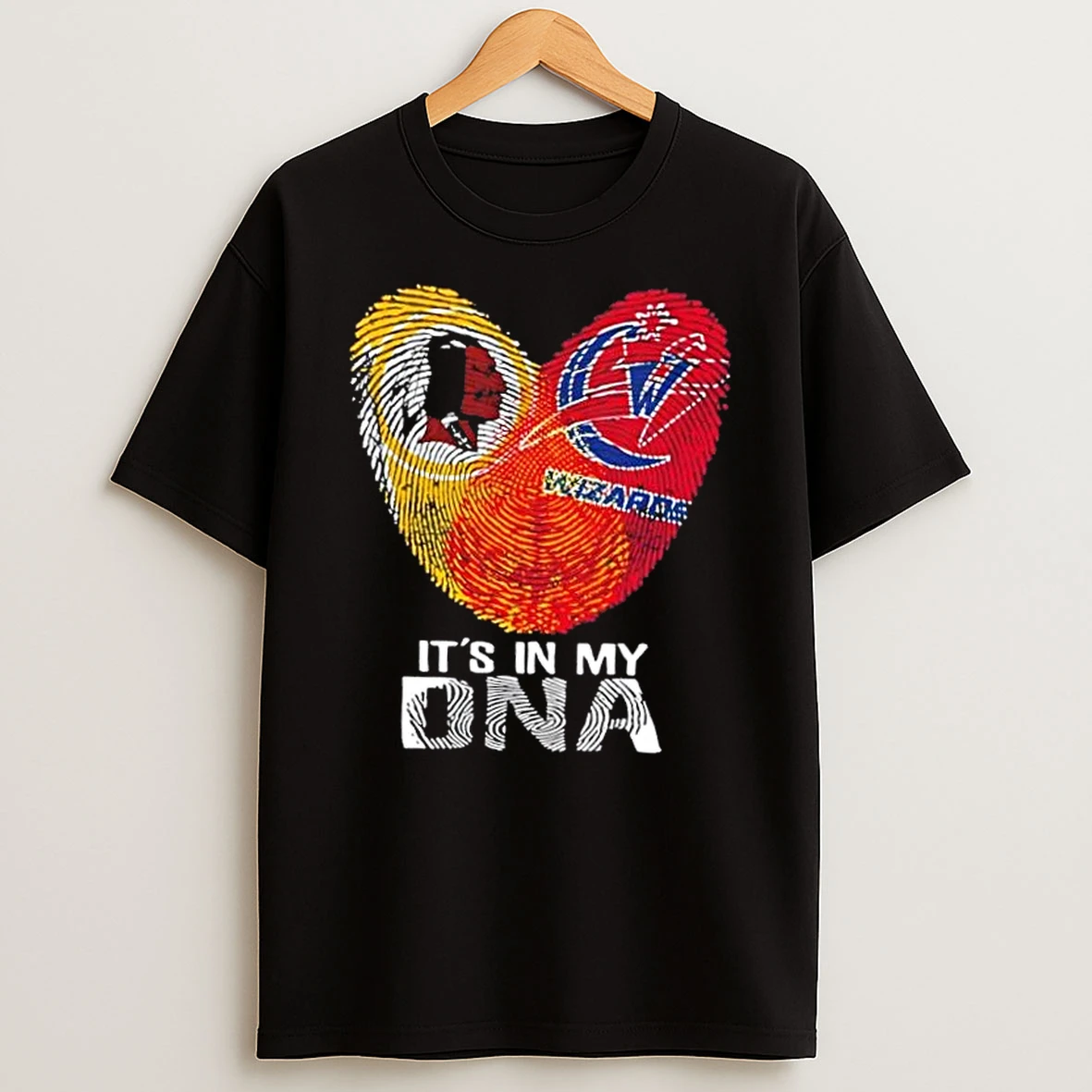 Washington Sports Redskins X Wizards Its In My Dna Fingerprint Heart Shirts