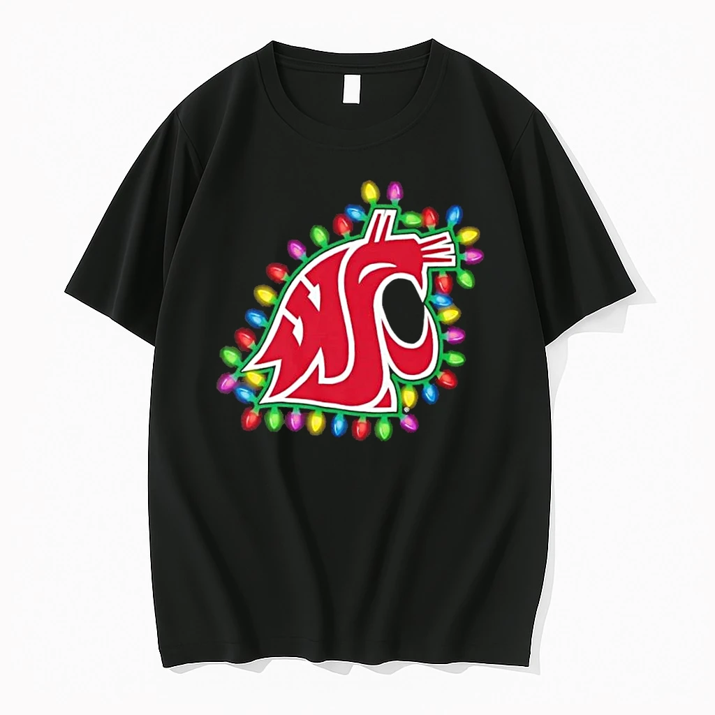 Washington State Cougars Logo Holiday Christmas Lights Shirts