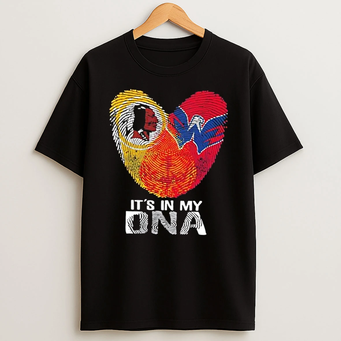 Washington Sports Redskins X Capitals Its In My Dna Fingerprint Heart Shirts