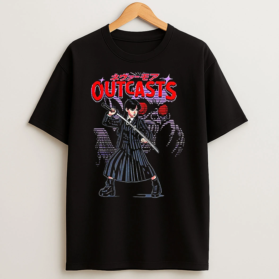 Wednesday Addams Outcasts Anime Style Shirts