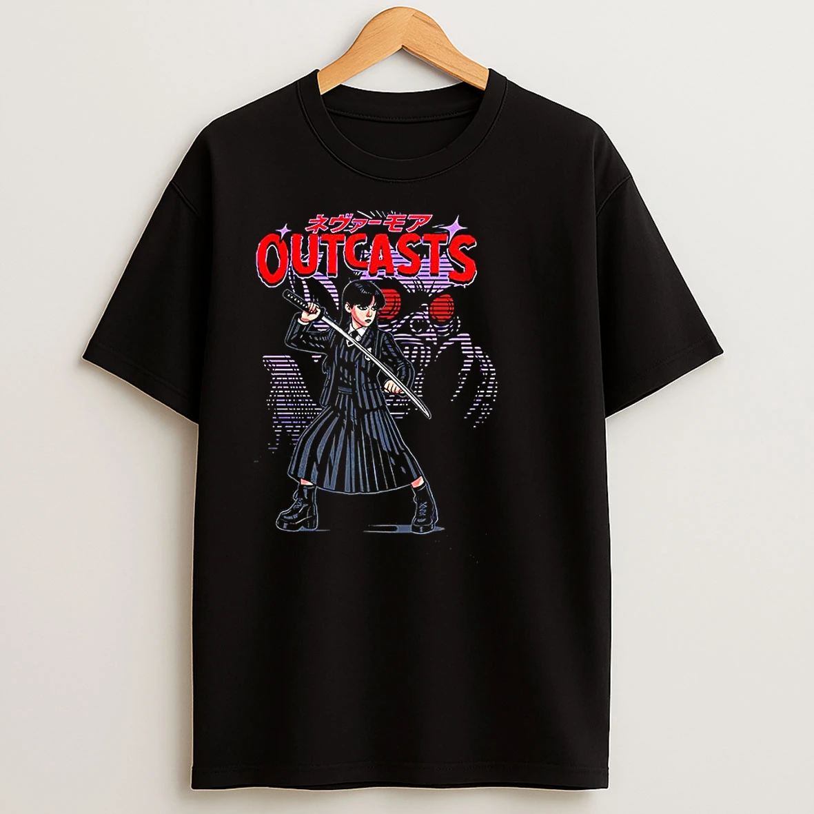 Wednesday Addams Outcasts Anime Style T Shirts