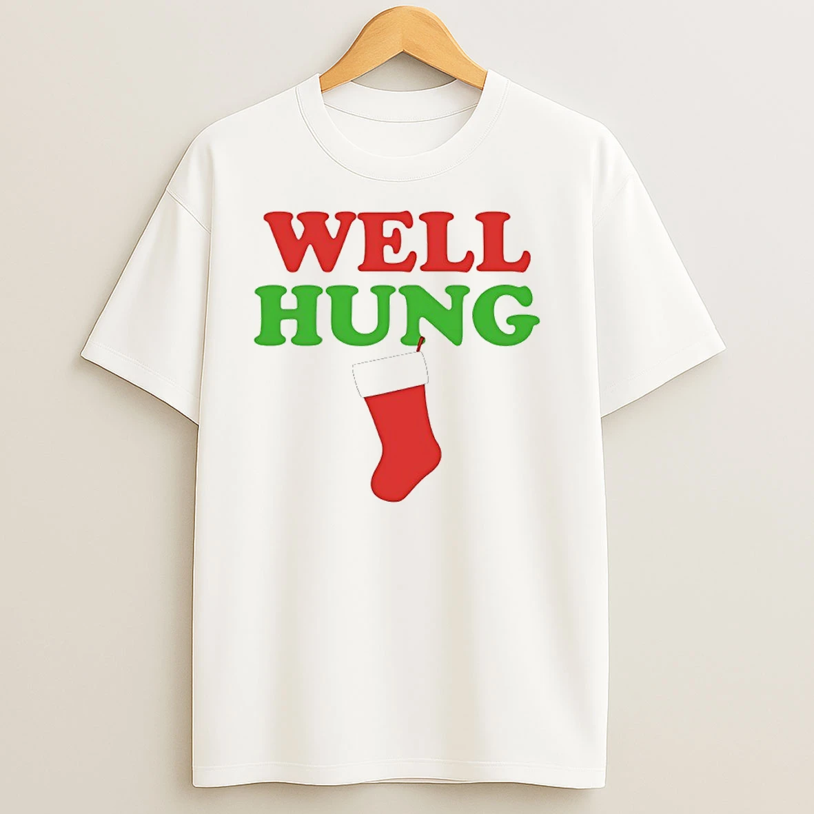 Well Hung Christmas Stockings T Shirts