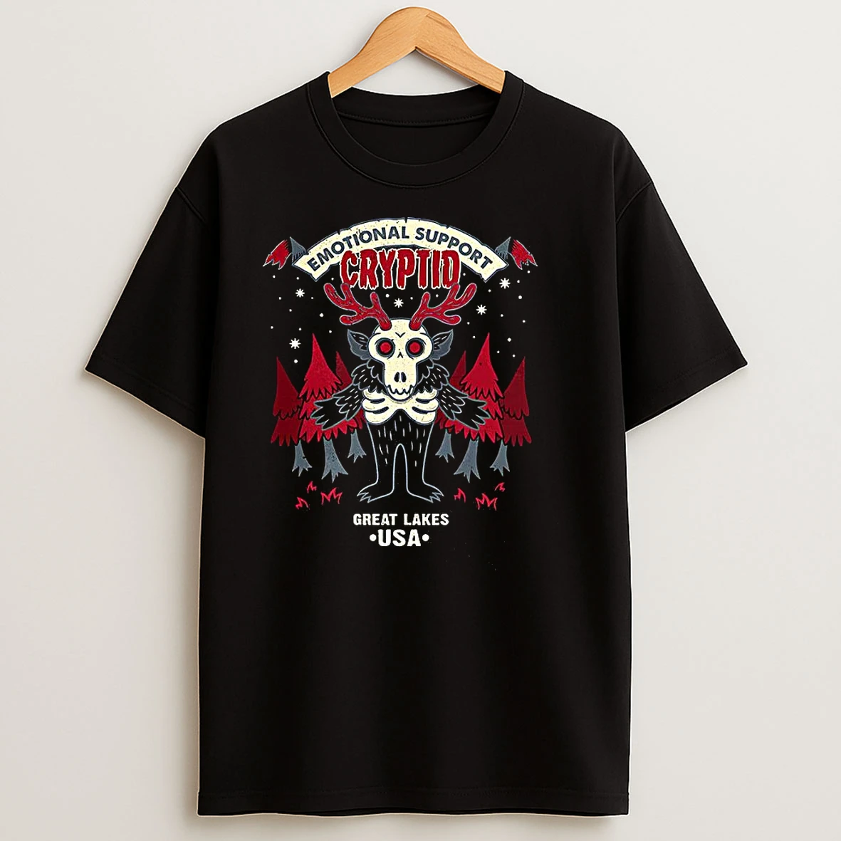 Wendigo Emotional Support Cryptid Great Lakes Usa T Shirts