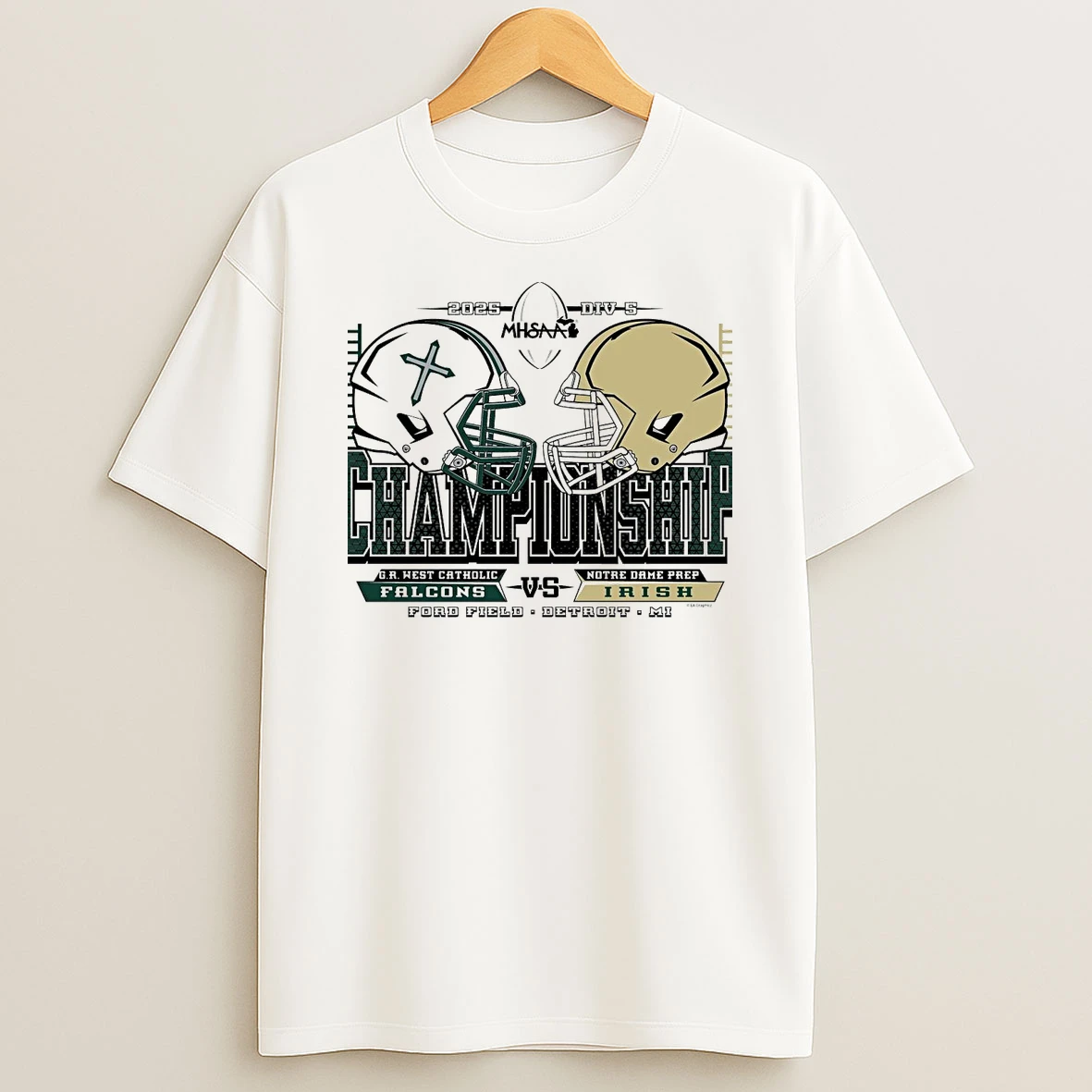 West Catholic Falcons Vs Notre Dame Prep Irish 2025 Football D5 Championship Shirts