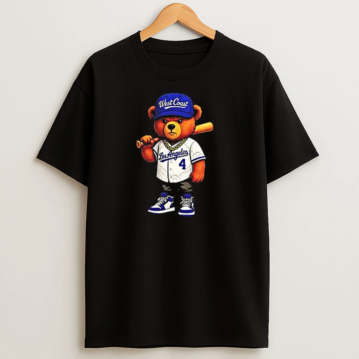 West Coast Bear Los Angeles Baseball T Shirts