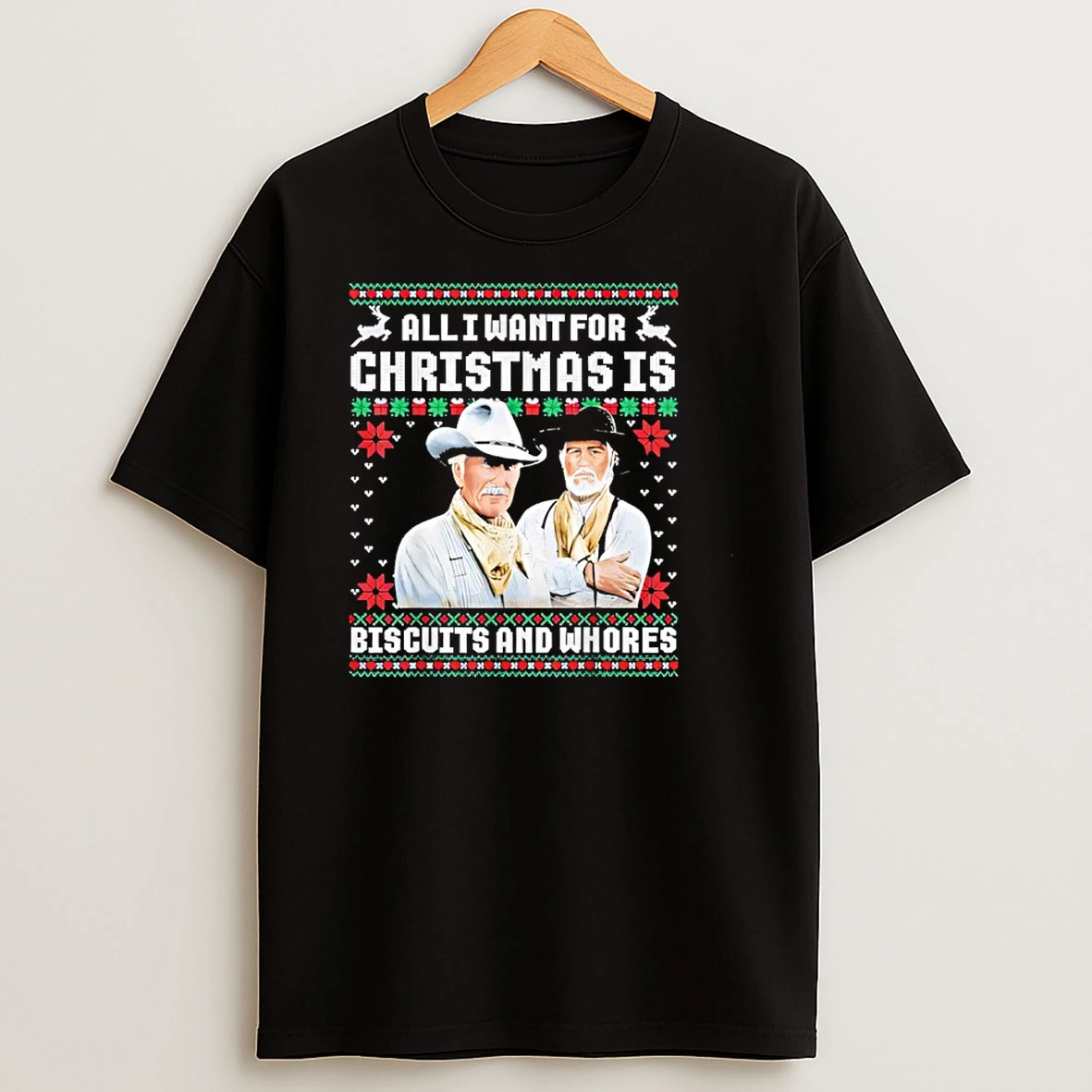 Western Cowboys Biscuits And Whores Christmas Quote Retro Shirts