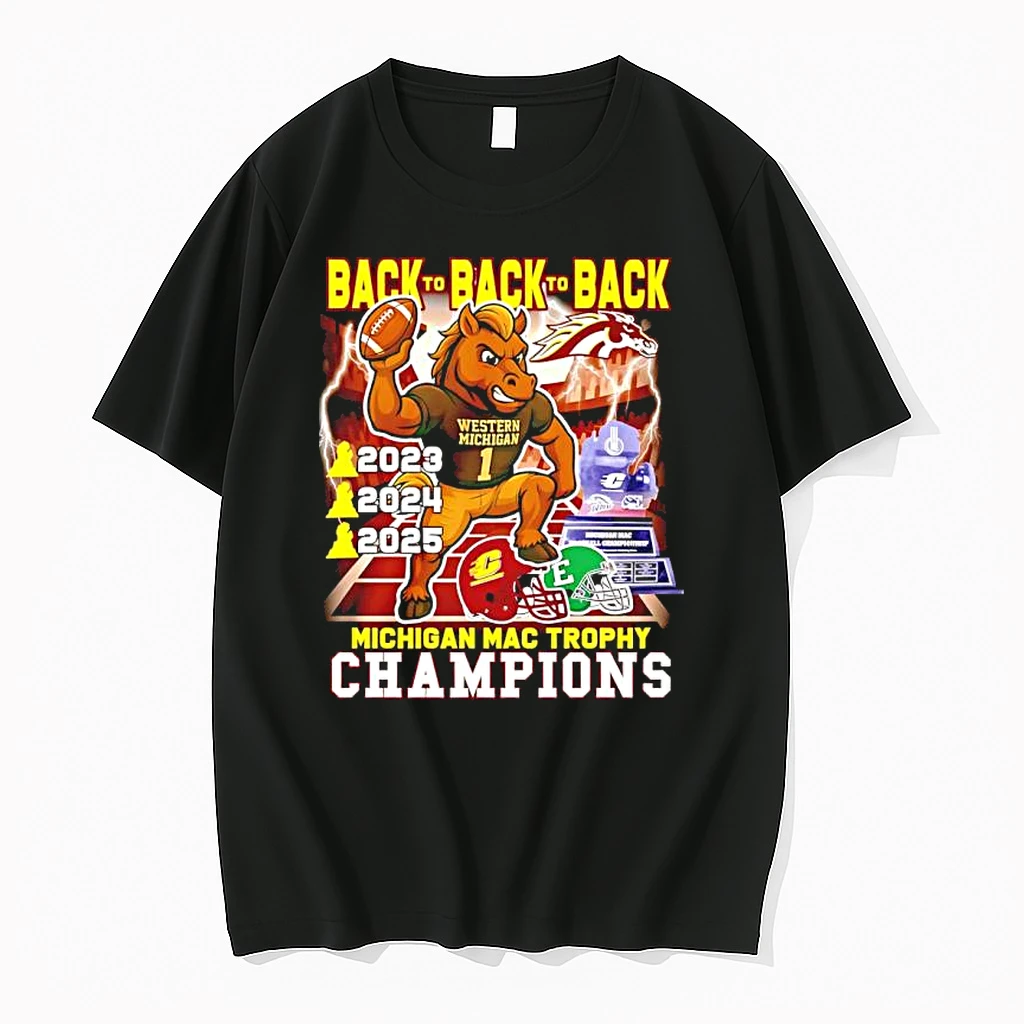Western Michigan Broncos Back To Back Michigan Mac Trophy Champions 2025 Shirts