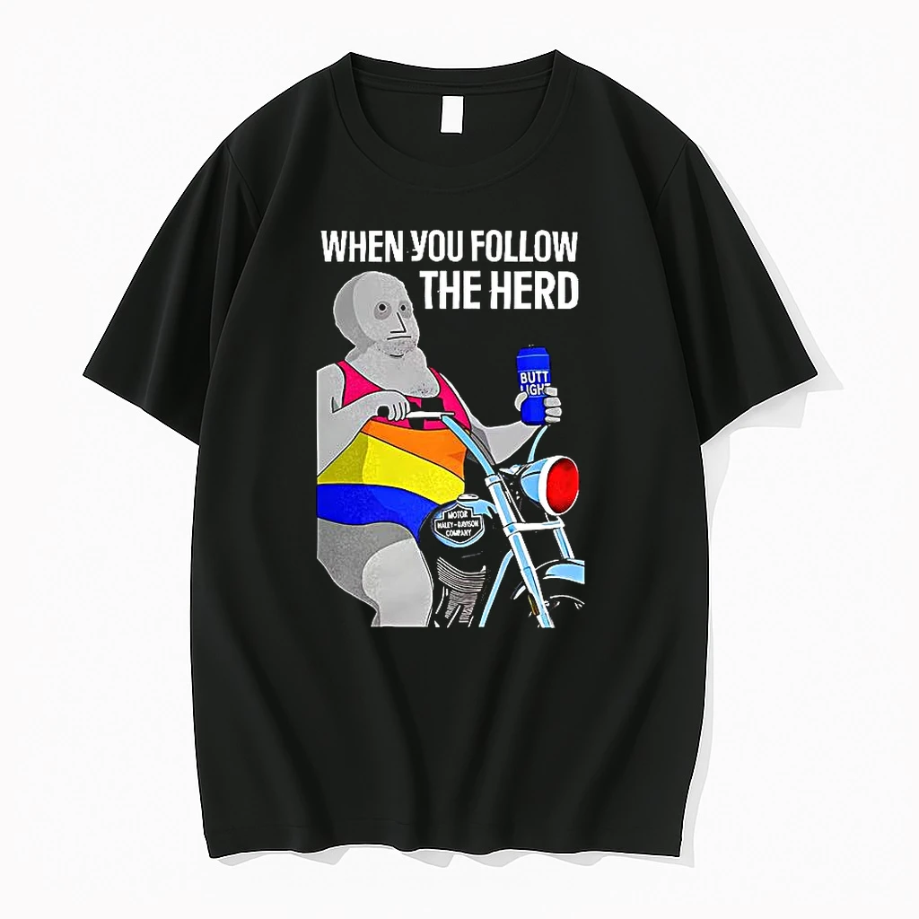 When You Follow The Herd Butt Light Harley Davidson Shirts