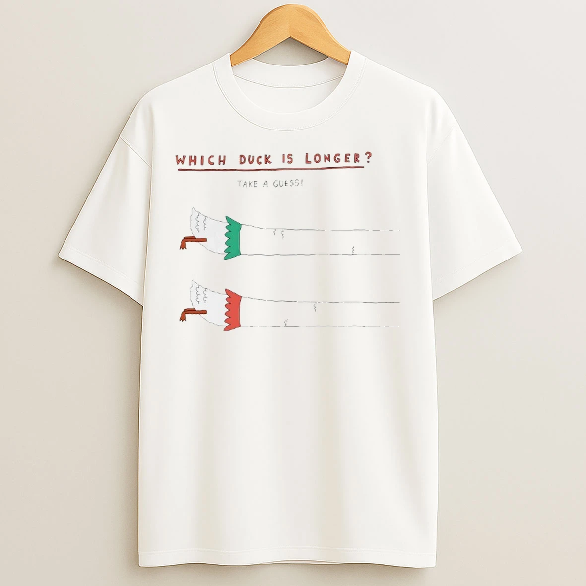 Which Duck Is Longer Take A Guess T Shirts