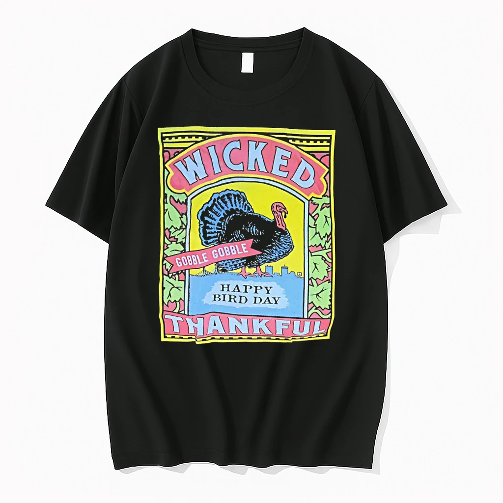 Wicked Thankful Turkey Label Gobble Bobble Shirts