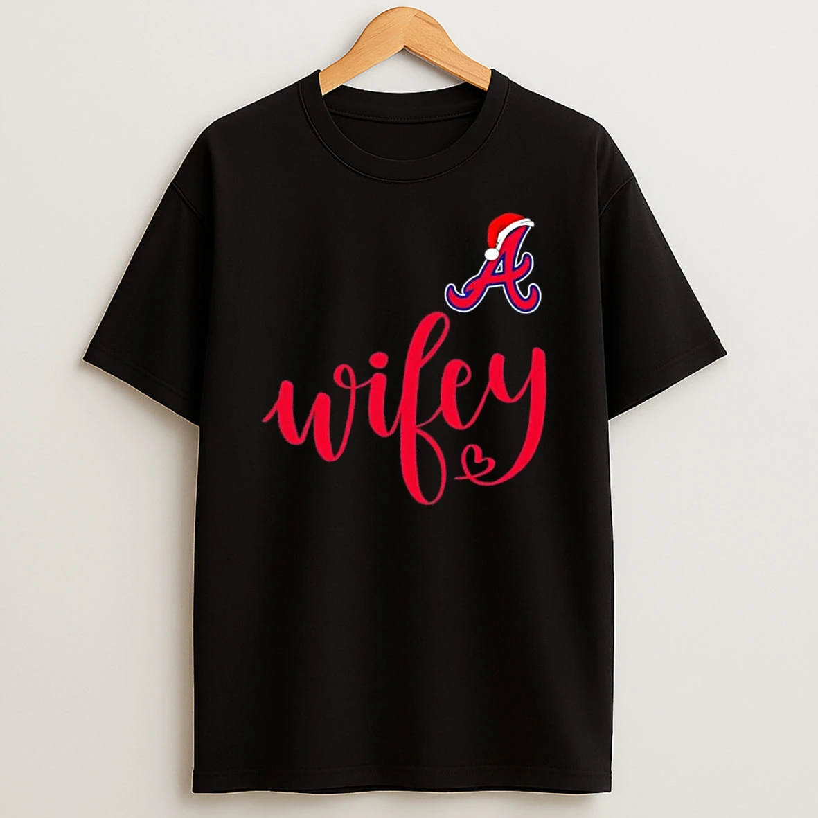 Wifey Atlanta Braves Santa Hat Merry Christmas Shirts