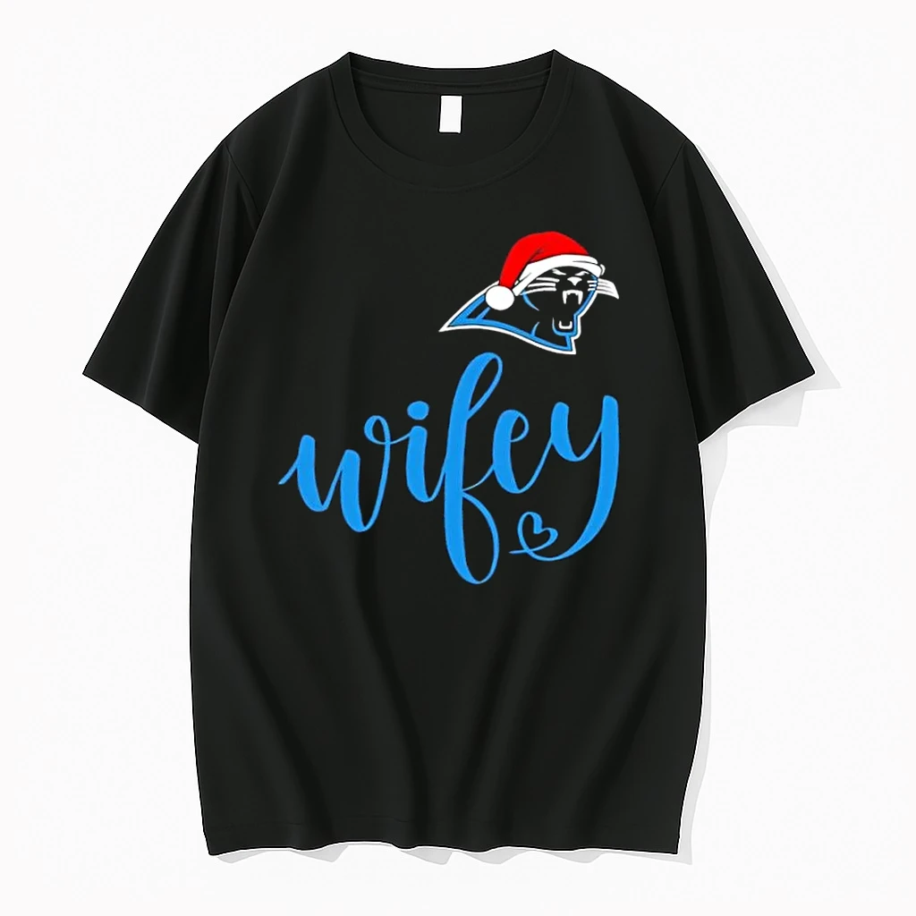 Wifey Carolina Panthers Santa Hat Merry Christmas Shirts