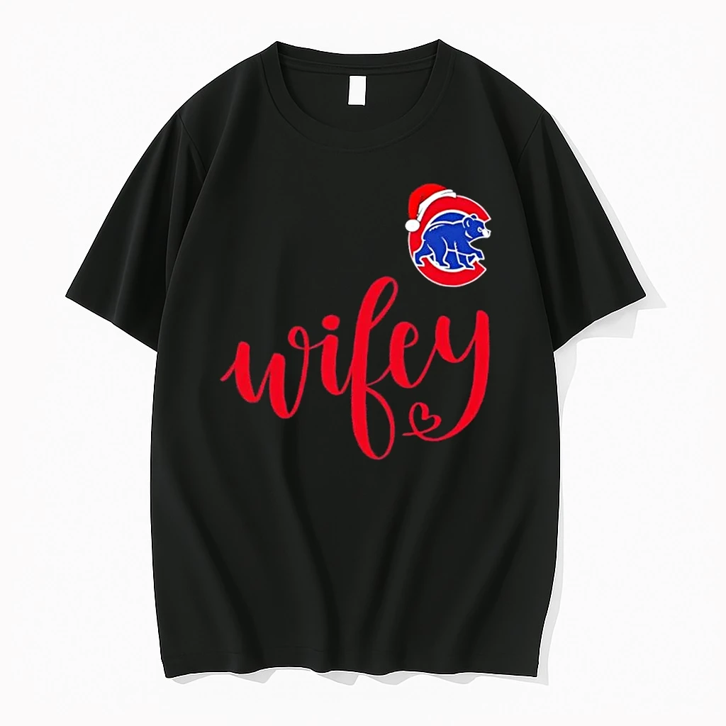 Wifey Chicago Cubs Santa Hat Merry Christmas Shirts