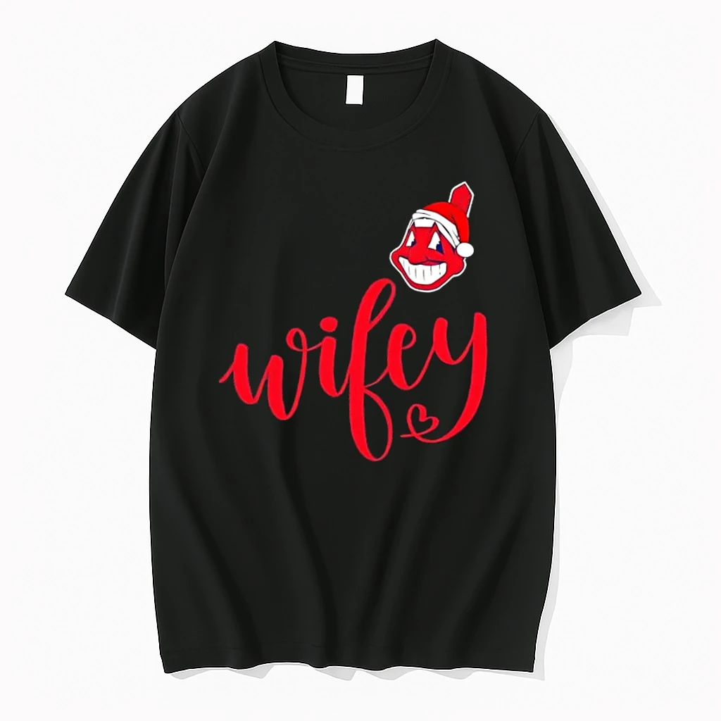 Wifey Cleveland Indians Santa Hat Merry Christmas Shirts