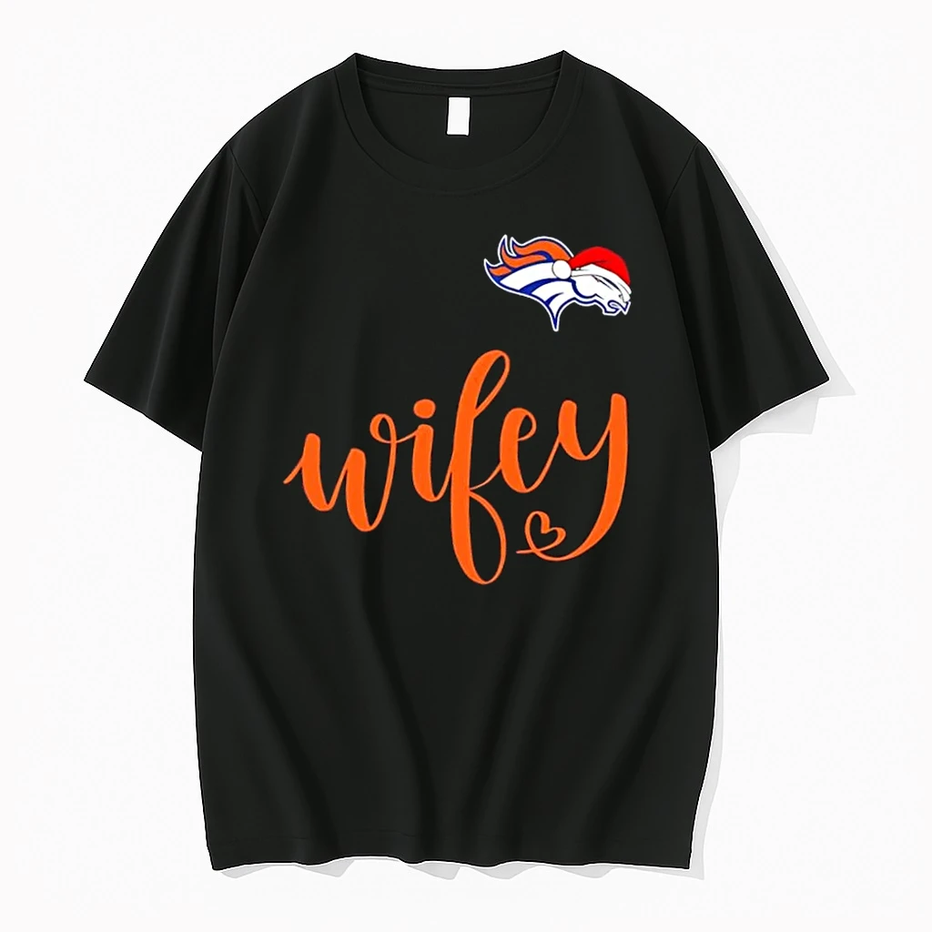 Wifey Denver Broncos Santa Hat Merry Christmas Shirts