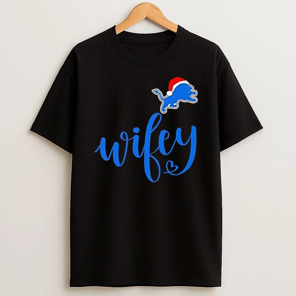 Wifey Detroit Lions Santa Hat Merry Christmas Shirts